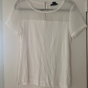H&M Zip Back Sheer Top Tee - M